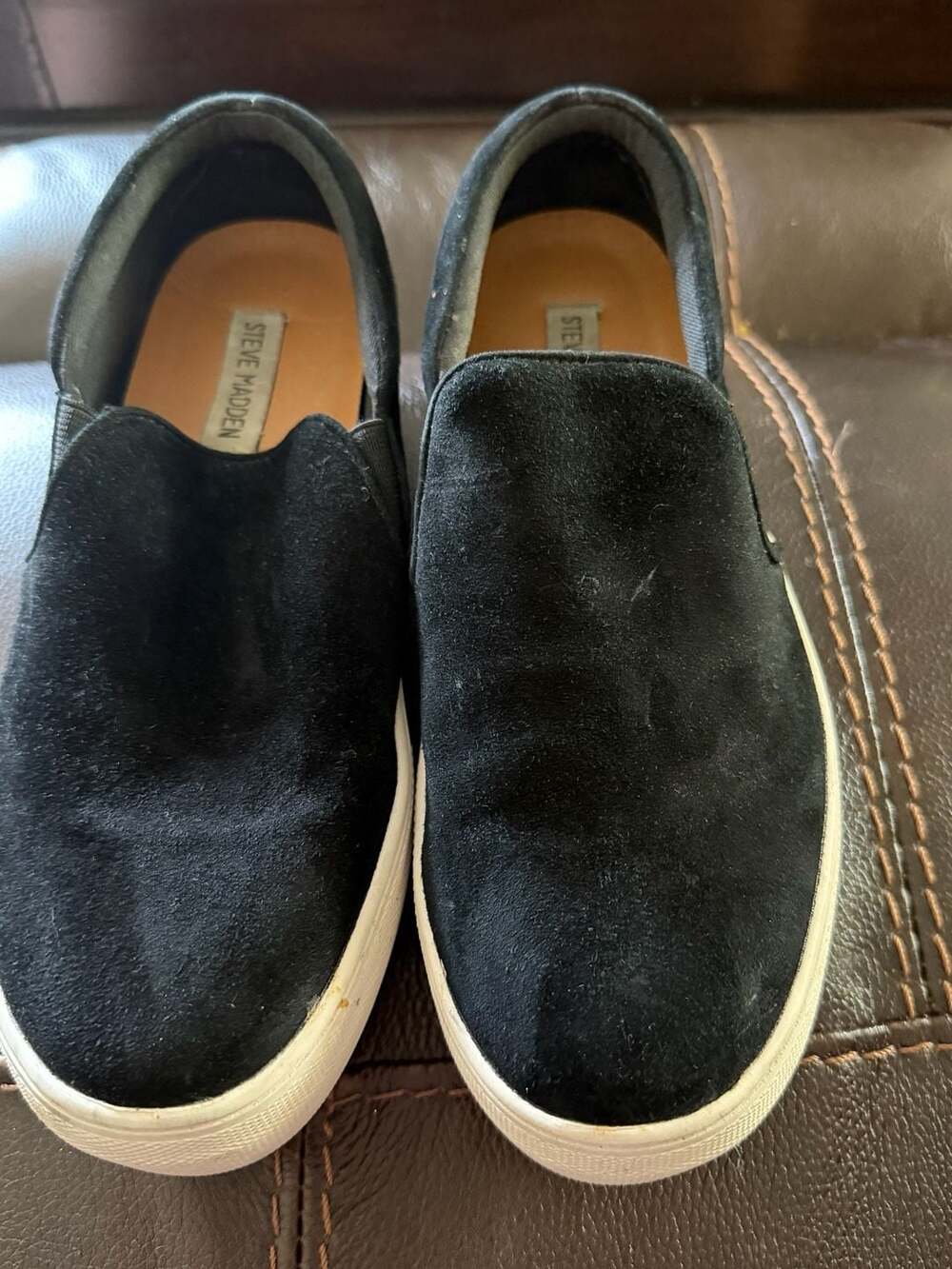 Steve Madden Gills Black Suede Platform Slip-On Sneakers